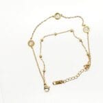 Gold Stainless Steel Double Layer Black Shell Women Adjustable Chain Hand Charm Bracelet