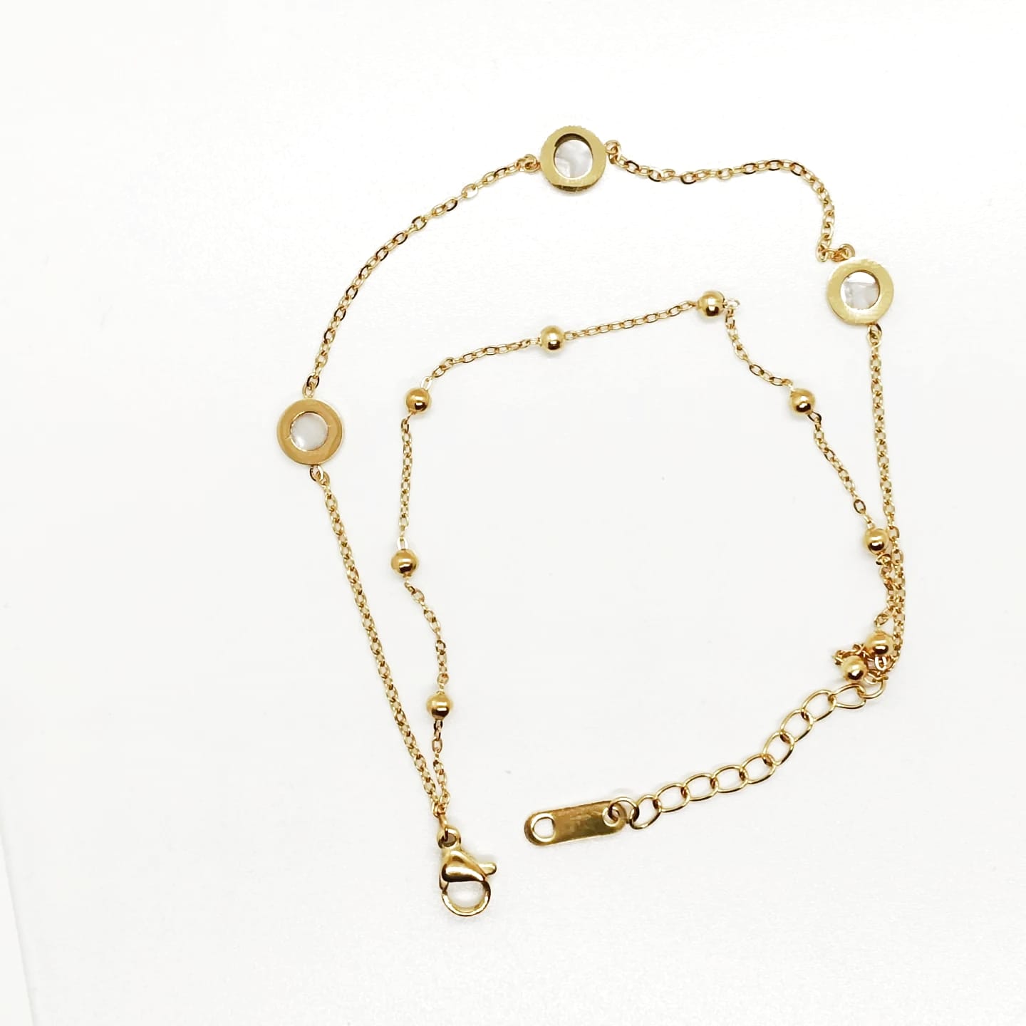 Gold Stainless Steel Double Layer Black Shell Women Adjustable Chain Hand Charm Bracelet Gold Stainless Steel Double Layer Black Shell Women Adjustable Chain Hand Charm Bracelet