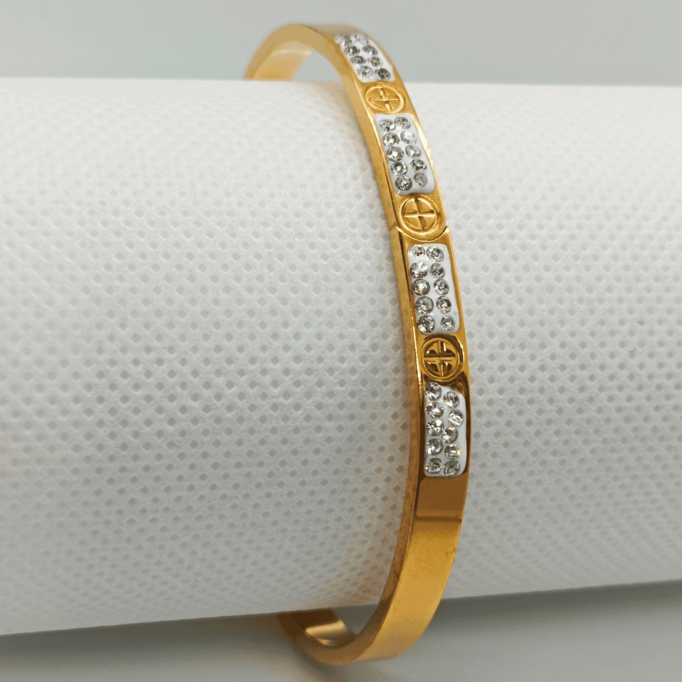 Elegant gold Cartier Titanium Steel Jewelry for Women Round Bangles with Stones Wedding Party Brand Gift Accessories Elegant gold Cartier Titanium Steel Jewelry for Women Round Bangles with Stones Wedding Party Brand Gift Accessories
