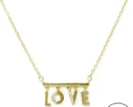 Gold LOVE Letter Bar Pendant Chain Necklace