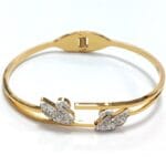 White Double Swan Bangle Stainless Steel