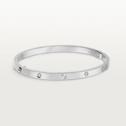 Stainless Steel Silver Crystal Bangle Open Cuff for Women/Love Cartier