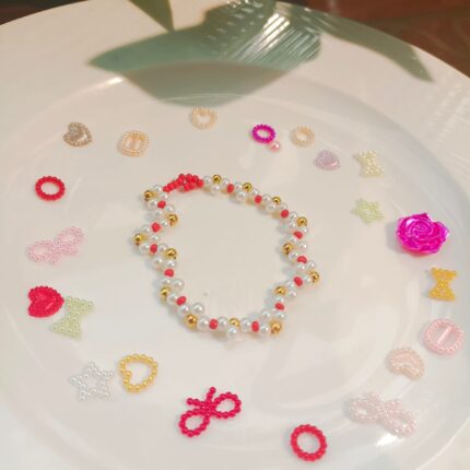 Handcrafted Pearls and Beads Stretchable Bracelet