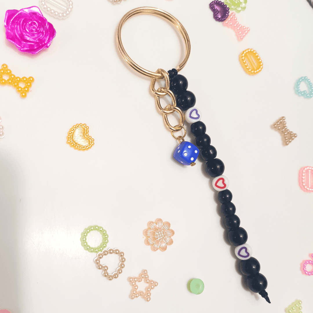 Handmade Crystal Stones ,heart and Dice Charm Keychain Handmade Crystal Stones ,heart and Dice Charm Keychain