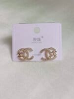 Classic CC Stainless Steel Rhinestone Stud Earrings