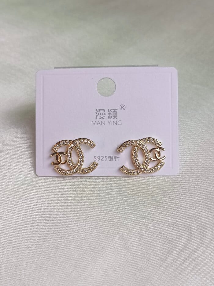 Classic CC Stainless Steel Rhinestone Stud Earrings