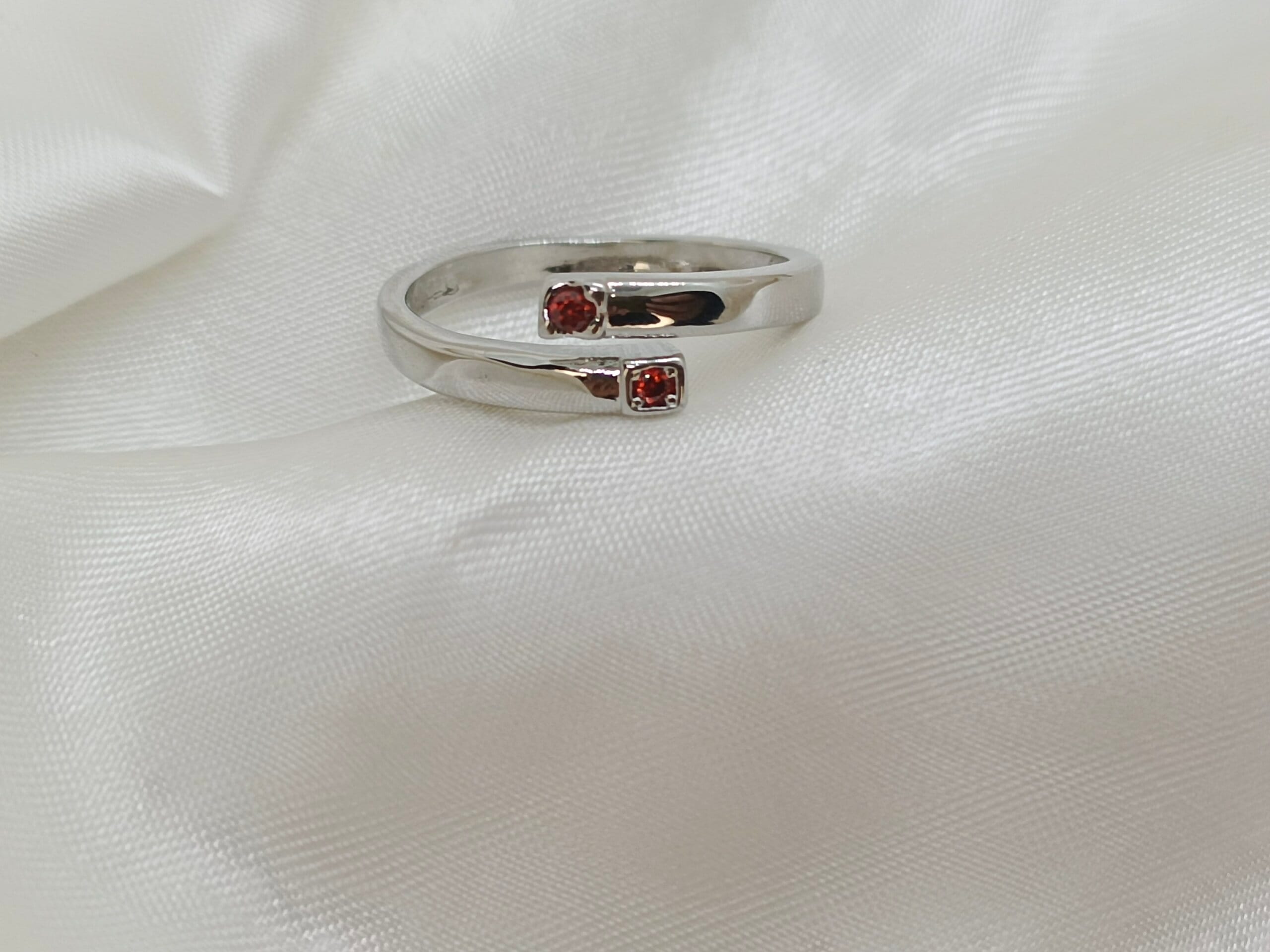 IMG_20240813_235146 925 Sterling Silver Red Zircon Heart-Shaped Minimalist Light Luxury Open Adjustable Rings