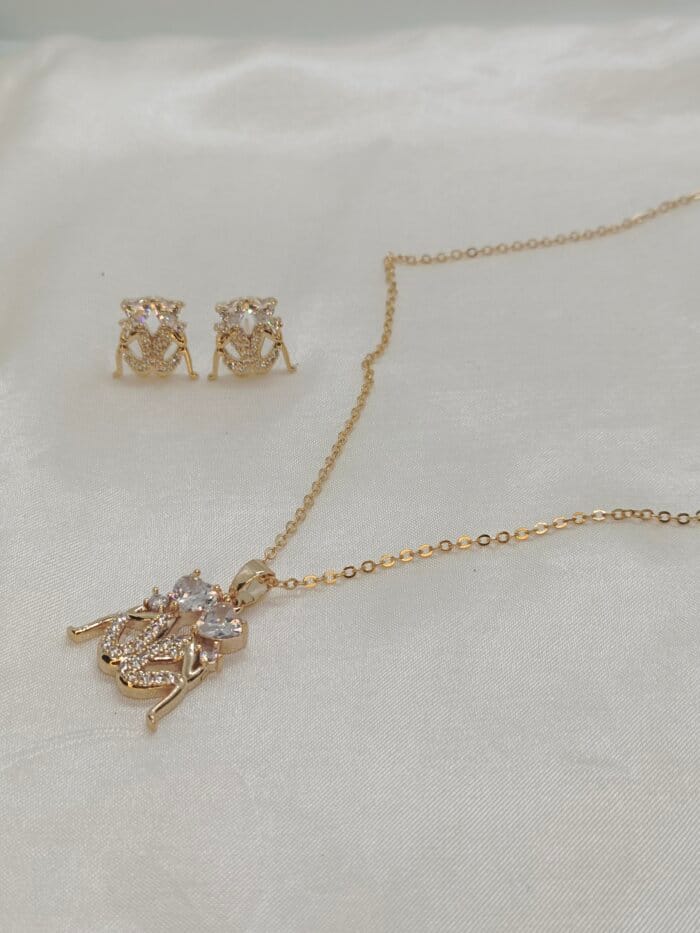 Premium Quality Sterling Silver Zircon Pendant Necklace Set