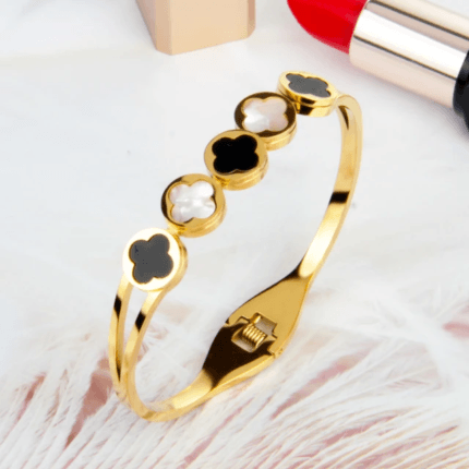 Elegant Clover Loop Stainless Steel Bangle