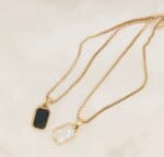 Premium Stainless Steel Double Sided Stone Pendant Necklace