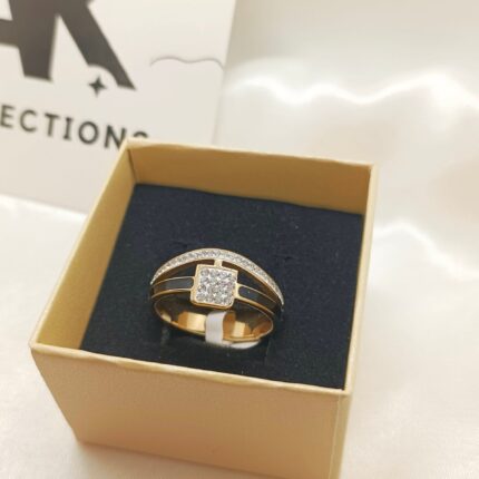 Stainless Steel Stone Studded Ring Size 7