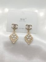 Dazzling Stainless Steel CC Stone Studded Earrings