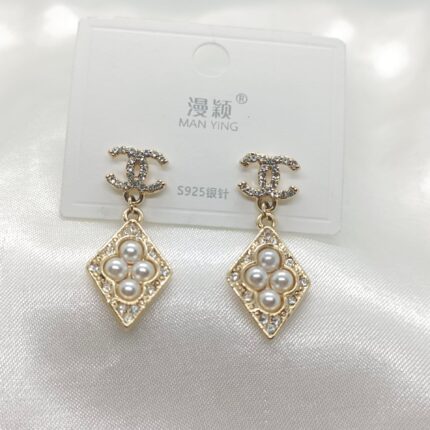 Dazzling Stainless Steel CC Stone Studded Earrings