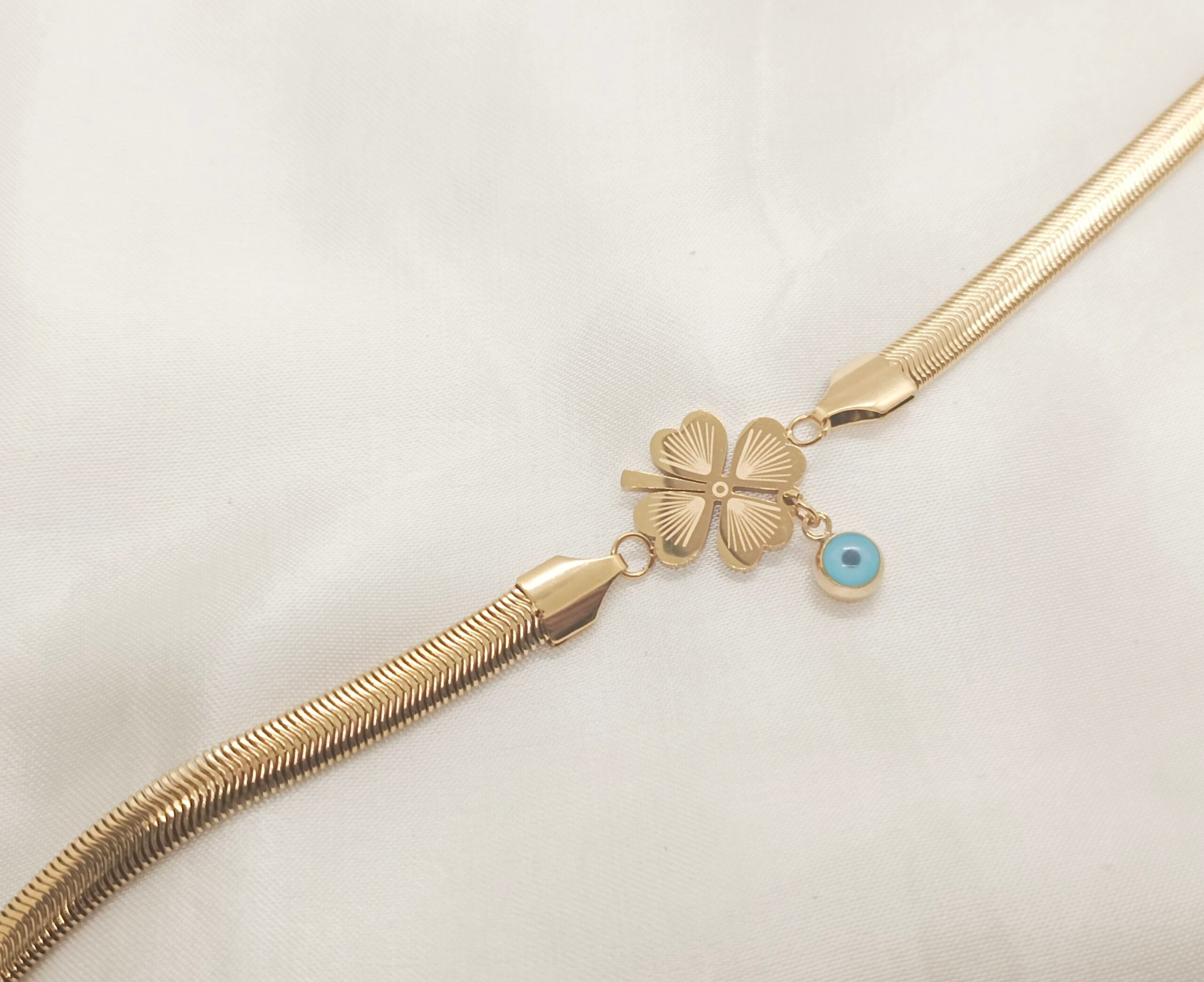 IMG_20241112_194534 Stunning Stainless Steel Flower Blue Evil Eye Charm Bracelet