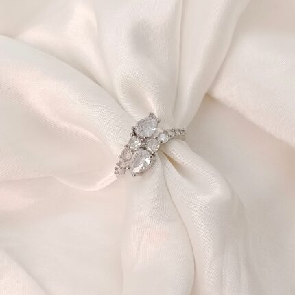 Stunning S925 Sterling Silver Zircon Stone Adjustable Ring