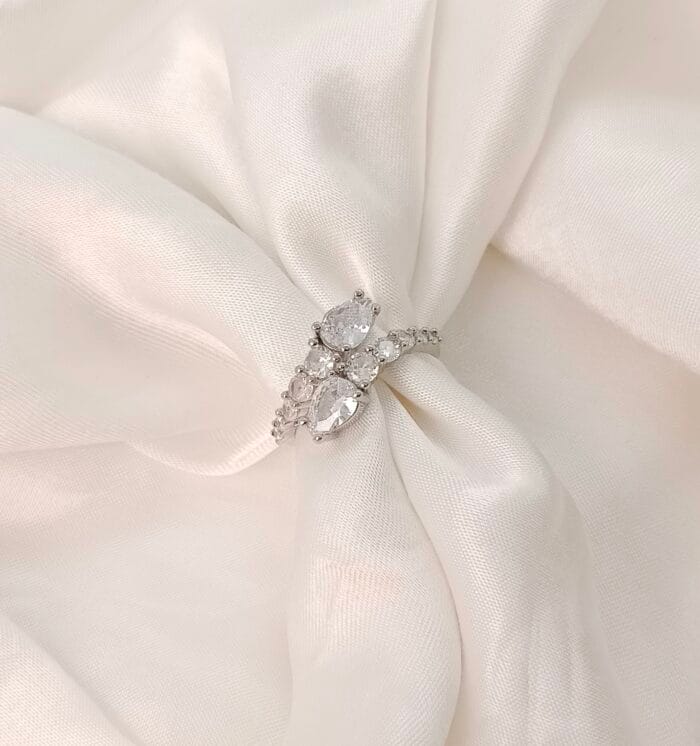 Stunning S925 Sterling Silver Zircon Stone Adjustable Ring