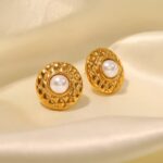 18k Gold Exquisite Vintage Pearl Stud Earrings