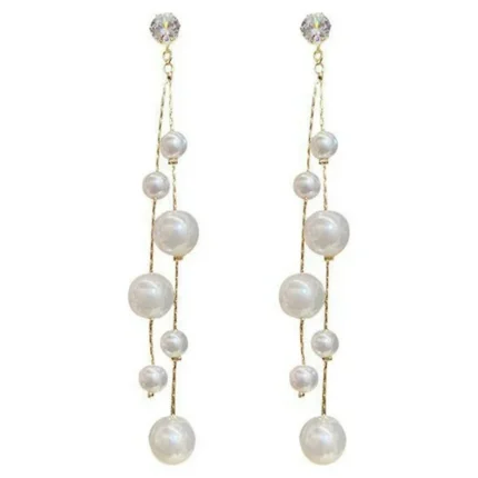 Stainless Steel Pearl Double Layer Earrings