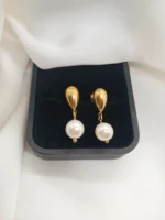 Stainless Steel Pearl Drop Earrings