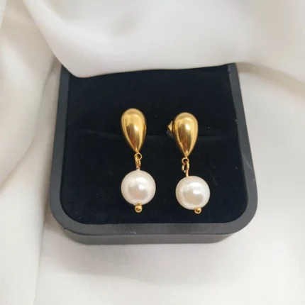 Stainless Steel Pearl Drop Earrings