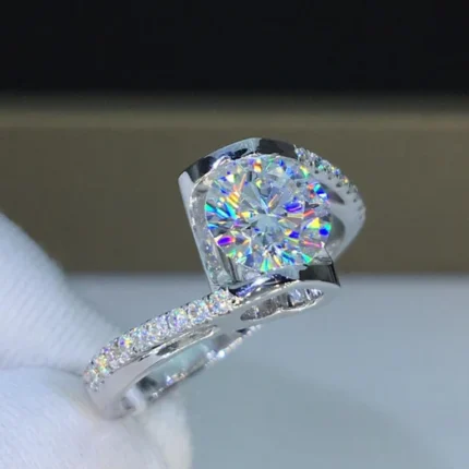 925 Sterling Silver Luxury Diamond Look Heart Ring