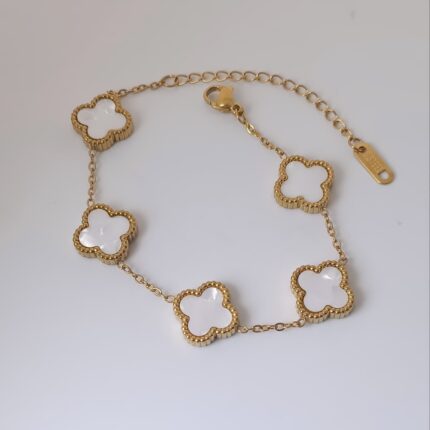 Clover White Bracelet | Water Proof | Stainless Steel
