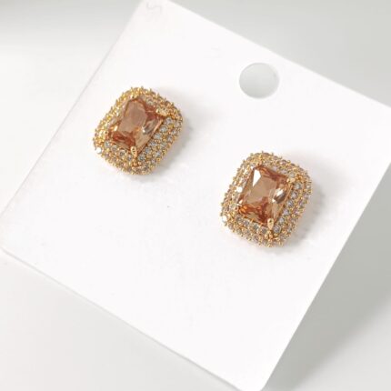Minimal 925 Stud Earrings ( Brown)