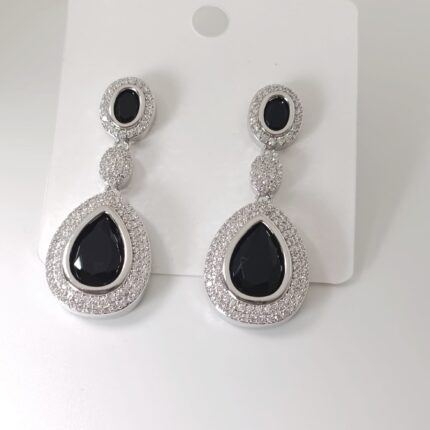 925 Silver & Black Zircon Lightweight Earrings