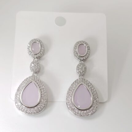 925 Silver & Pink Zircon Lightweight Earrings