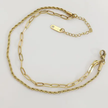 Twisted With Paper Clip Anklet | Stainless Steel