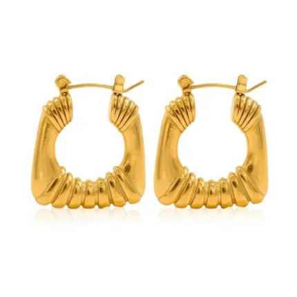 Square Shape Gold Plated Hoop Earrings | Water Proof