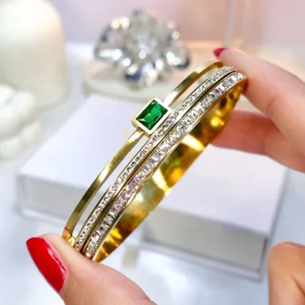 Double Row Emerald Bangle